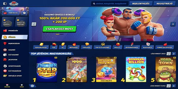 BigClash Casino uvodna stranka  na mobile