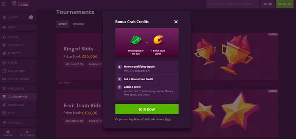 Malina Casino bonusova hra crab  na mobile