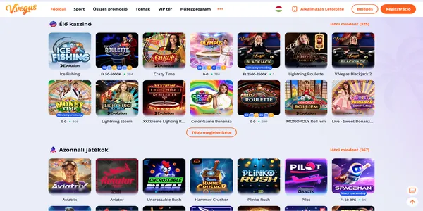 V.Vegas Casino live hry  na mobile